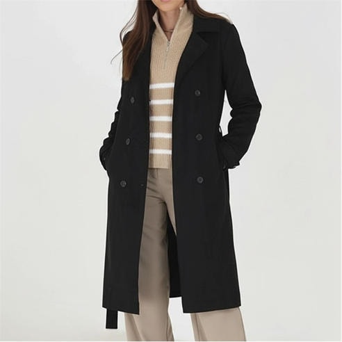 Brave Soul - BS Womens Faux Suede Trench Coat with Belt