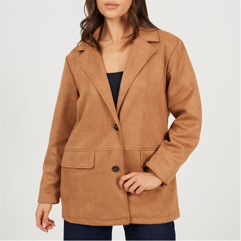 Brave Soul - BS Womens Faux Suede Tan Blazer