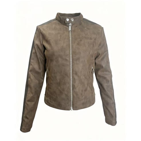 Kangol - Women's Racer Faux Leather Long Sleeve Funnel Neck Jacket