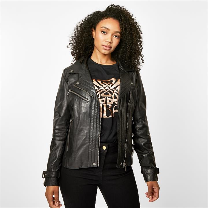 Biba Leather Biker Jacket In Black
