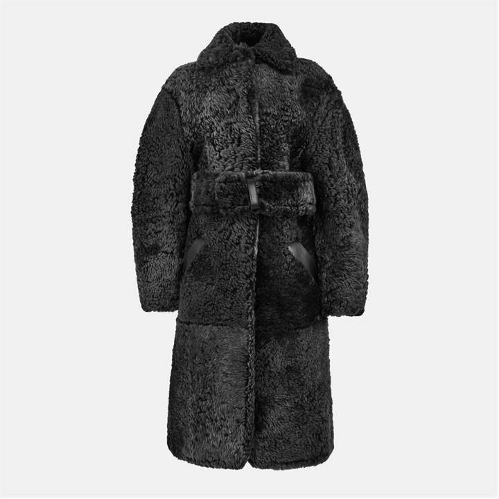 Off-white Ff Shearline Coat In Black