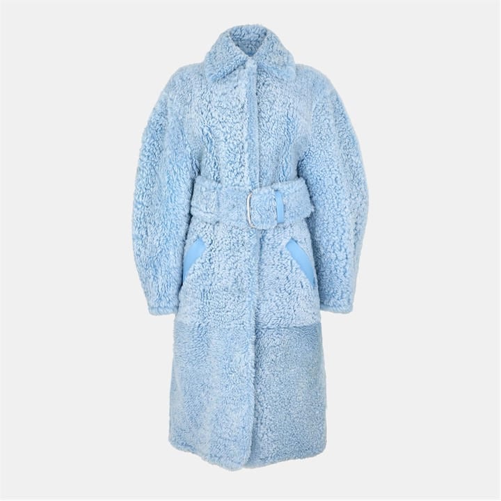 Off-white Ff Shearline Coat In Blue