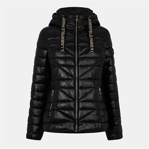 Karl Lagerfeld - Women's Logo Tape Puff Short Puffer Jacket