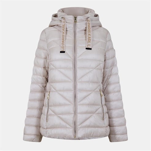 Karl Lagerfeld - Women's Logo Tape Puff Short Puffer Jacket