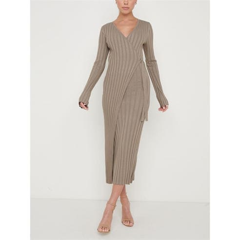 Pretty Lavish - Women's Ribbed Knit Jumper Dress