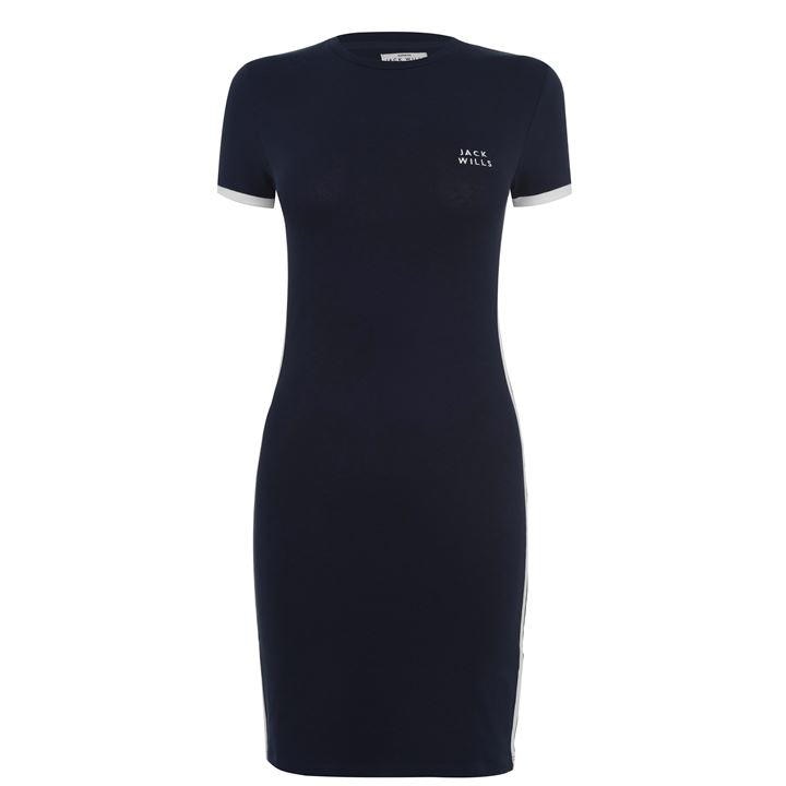 Navy - Jack Wills - Goodrington Side Stripe Ringer Mini Dress