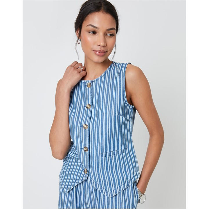 Threadbare Fifi Waistcoat In Blue