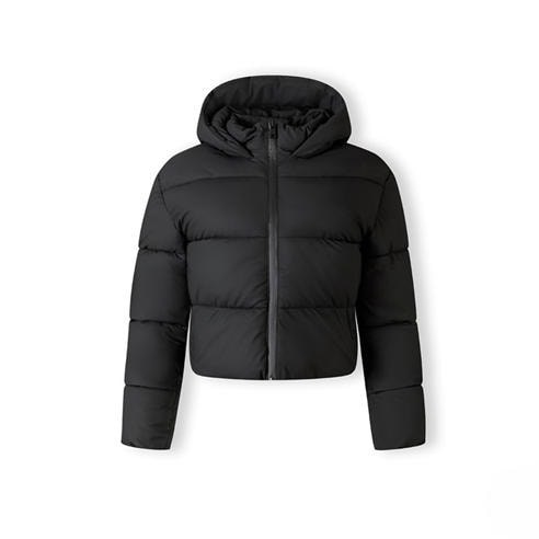 Minoti - Women short water repellent quilted jacket with hood and high collar black