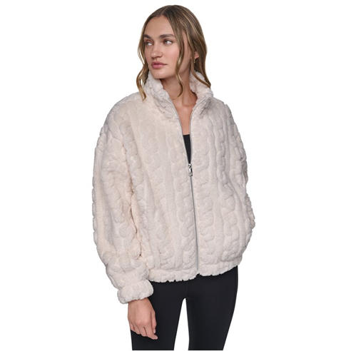 DKNY - Women's Cable DKNY Sport Full-Zip Sherpa Jacket