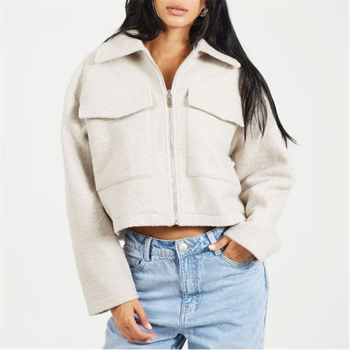 Brave Soul - Women's Boucle Short Overcoat