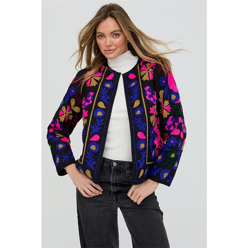 Raffya - Raffya Halen Quilted Embroidered Jacket In Black