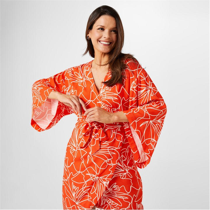 Biba Biba Kimono Wrap Dress Line Print FRASERS