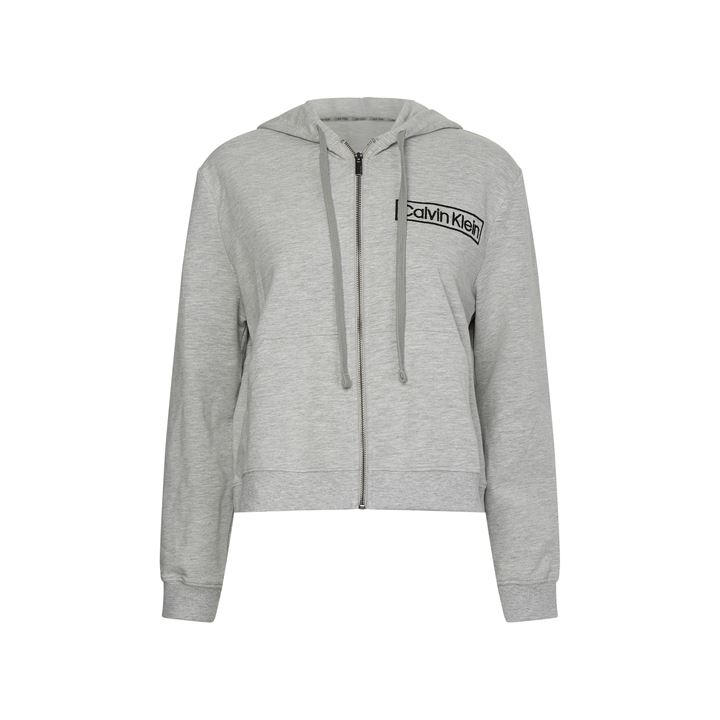 Calvin Klein Women's Grey Long Sleeve Zip Hoodie Size 8