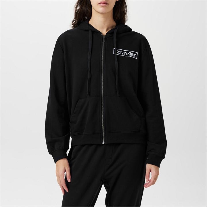 Calvin Klein Women's Black Long Sleeve Zip Hoodie Size 12