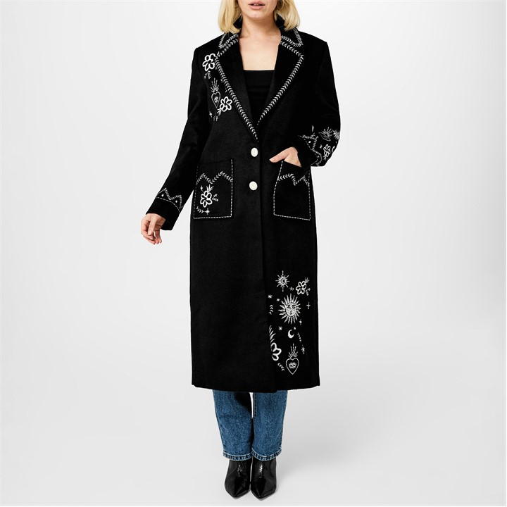 Black - Never Fully Dressed - Black Embroidered Geneva Coat