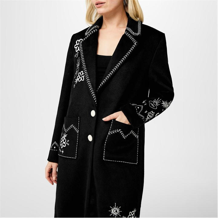 Black - Never Fully Dressed - Black Embroidered Geneva Coat