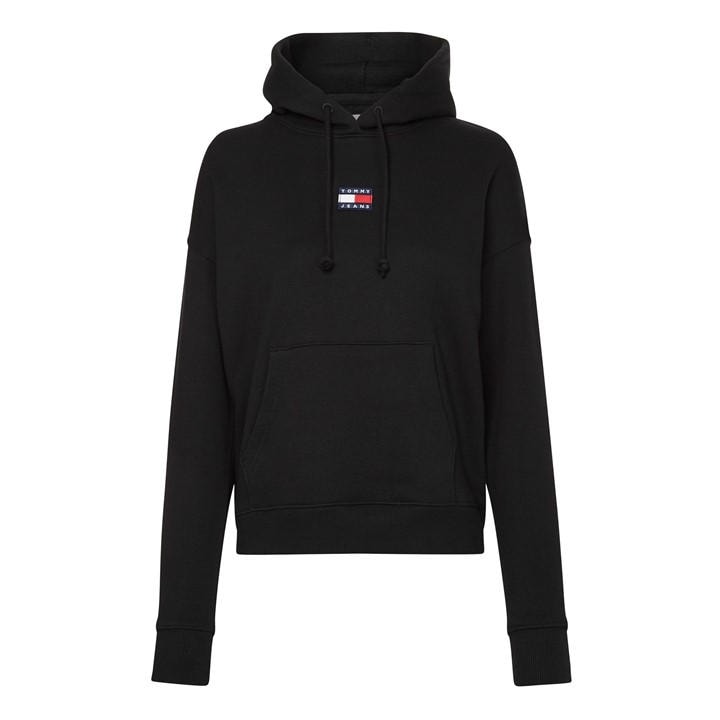 Tommy Jeans Women's Black Centre Badge Hoodie Size 6