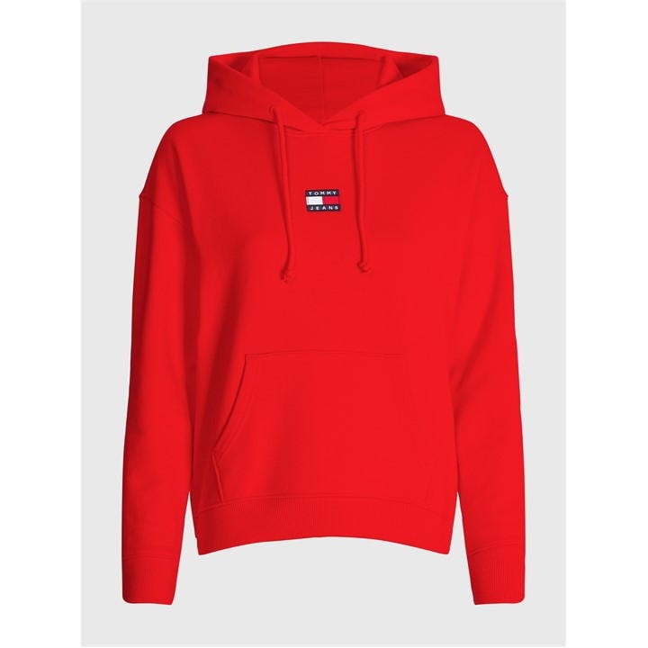 Tommy Jeans Women's Red Centre Badge Hoodie Size 16