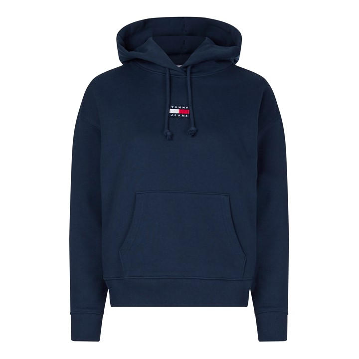 Tommy Jeans Women's Blue Centre Badge Hoodie Size 16