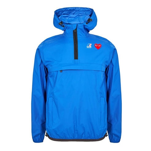 COMME DES GARCONS PLAY - Unisex Adults Water Resistant Nylon Half Zip Hooded Rain Anorak