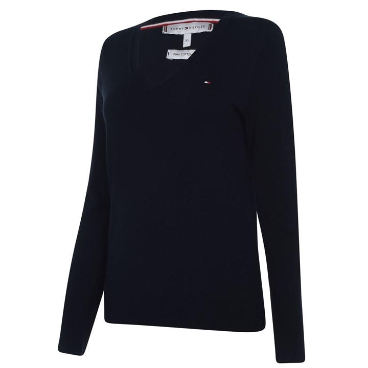 Tommy Hilfiger Women's Blue Heritage V Neck Sweater Size 8