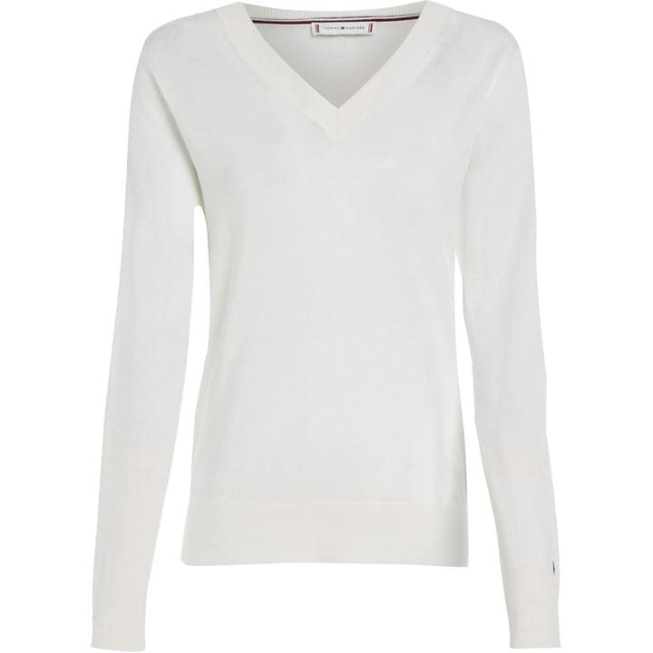 Tommy Hilfiger Women's Cream Heritage V Neck Sweater Size 16