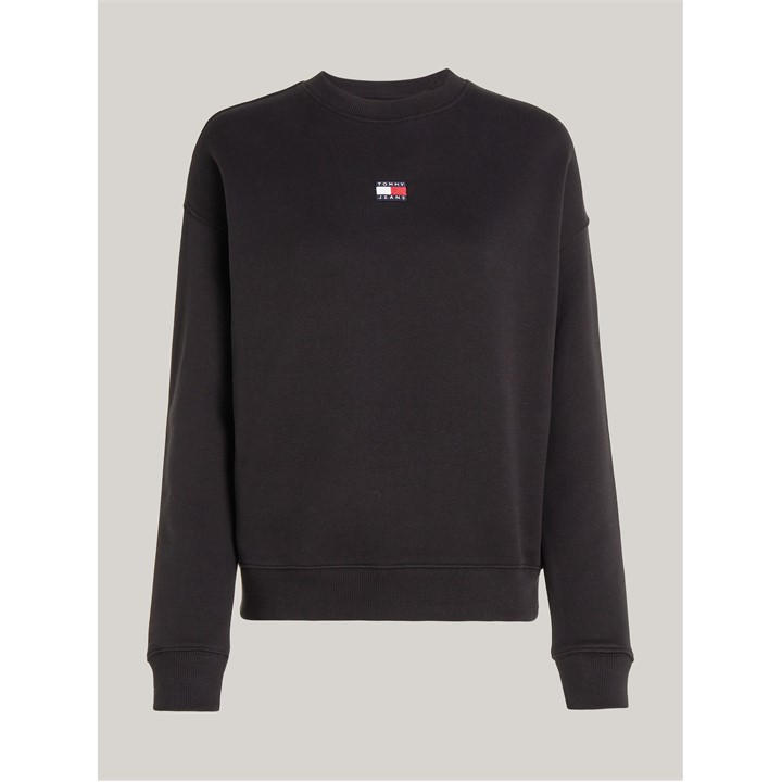 Tommy Jeans Women's Black Tjw Bxy Badge Crew Ext Size 8