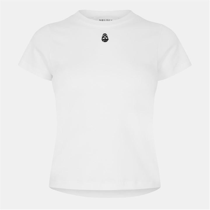 Alexander Mcqueen Skull Embroidery Slim Fit T-shirt In White