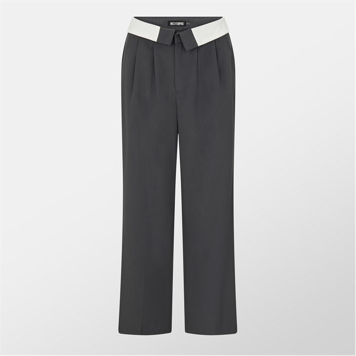 MISSY EMPIRE SATIN FOLD OVER WAIST WIDE LEG TROU