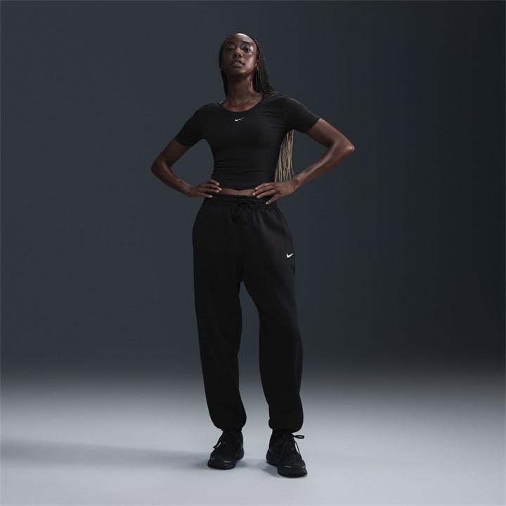 Nike Sportswear Phoenix High Waist Wide Leg Sweatpants In Black