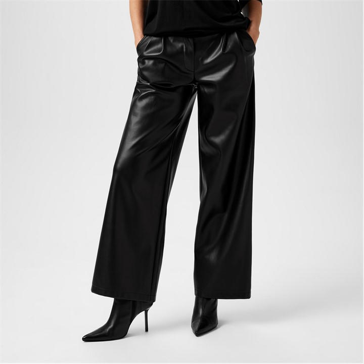 BIBA BIBA PU WIDE LEG TROUSERS