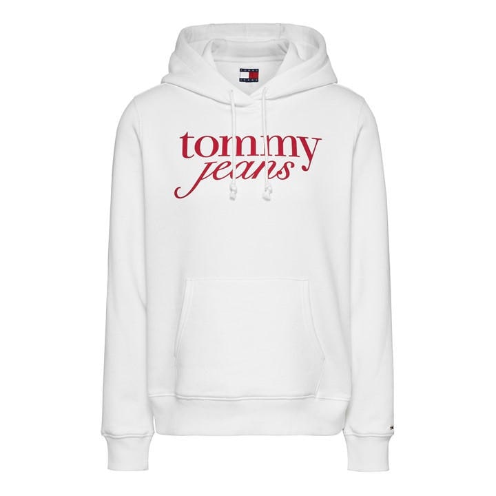 Tommy Jeans Womens White Tjw Reg Ess Logo Hoodie Ext - Size 10
