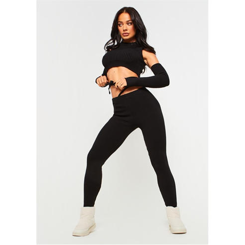 Missy Empire - Tie Waist Knit Leggings