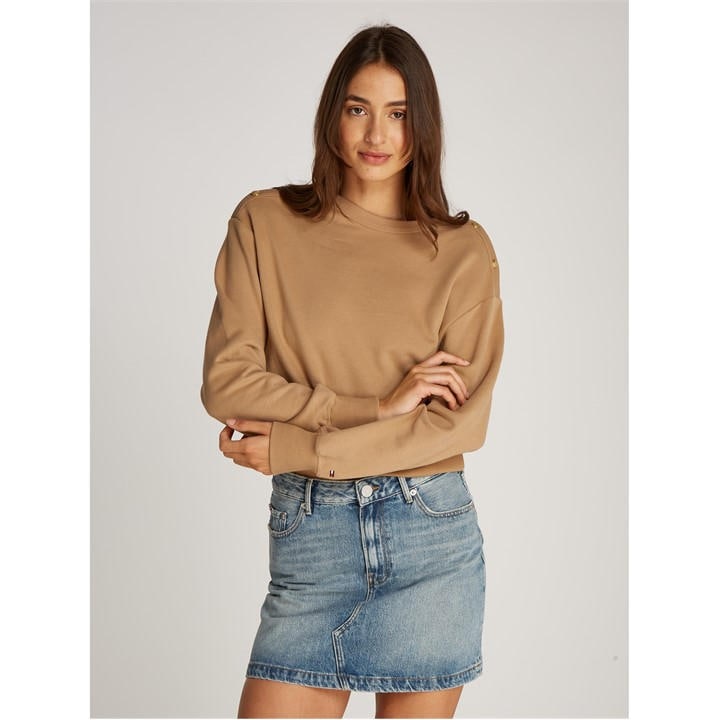 Tommy Hilfiger GOLD BTN BOAT-NK SWTSHRT - Beige