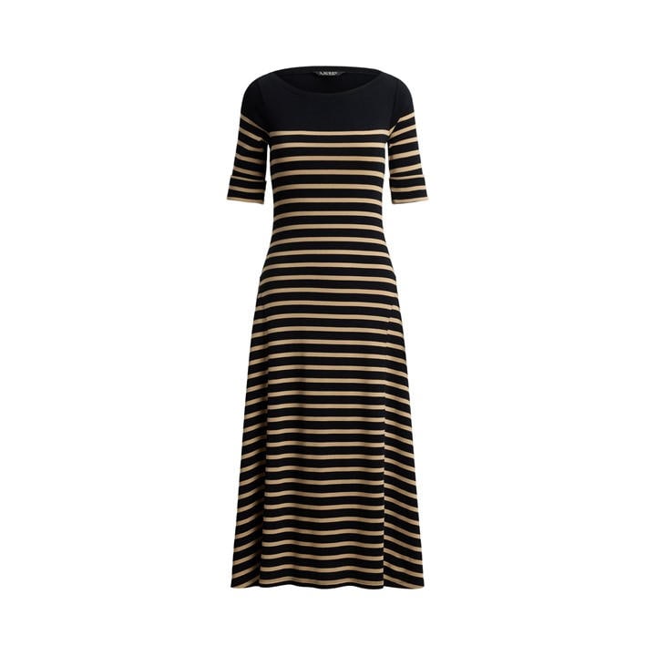 Lauren by Ralph Lauren Women's Boat-neck Jersey Midi Dress - Black