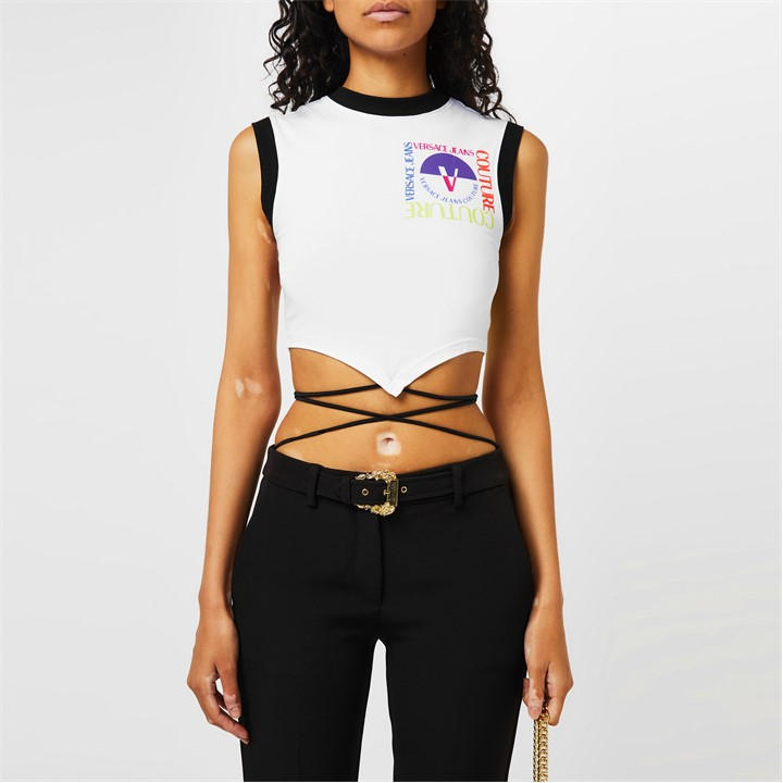 VERSACE JEANS COUTURE LOGO VEST CROP TOP