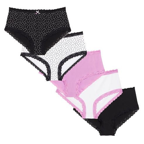 Be You - 5 Pack Lace Detail Shortie Briefs