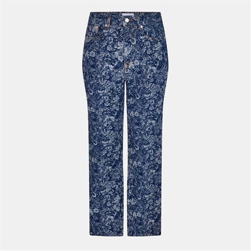 GANNI - Women's Straight-Leg Leopard Print Jeans