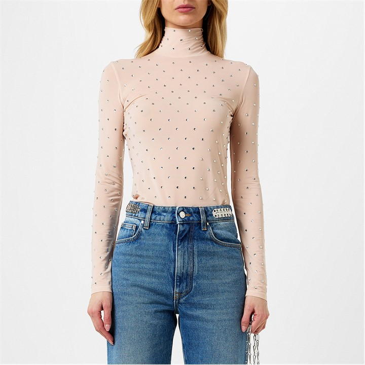 RABANNE CRYSTAL LONG SLEEVE TOP