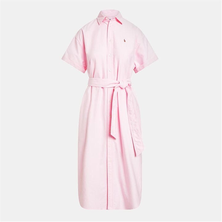 POLO RALPH LAUREN Belted Short-Sleeve Oxford Shirtdress - Pink