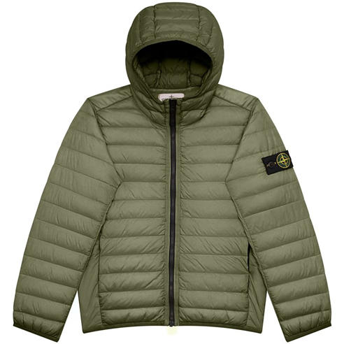 STONE ISLAND - Kids' Down Hooded Long Sleeve Oversized Fit Short Puffer Jacket
