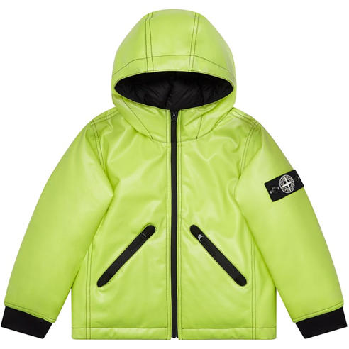 STONE ISLAND - Kids' Ice Hooded Duck Down Short Puffer Jacket