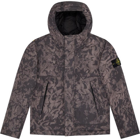 STONE ISLAND - Kids' Camo Hooded Duck Down Short Puffer Jacket