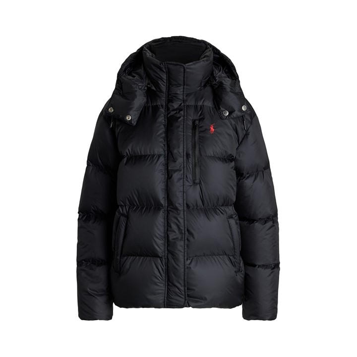 New Iris - POLO RALPH LAUREN - Women's Carly Water-Repellent Quilted Duck Down Wind Resistant Detachable Hood Short Puffer Jacket