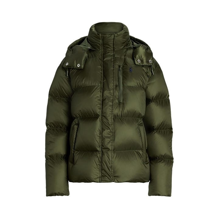New Iris - POLO RALPH LAUREN - Women's Carly Water-Repellent Quilted Duck Down Wind Resistant Detachable Hood Short Puffer Jacket