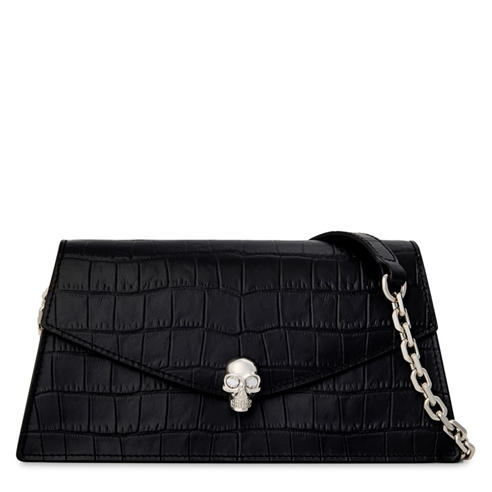 ALEXANDER MCQUEEN - Women's Skull Mini Croc-Embossed Leather Crossbody Bag