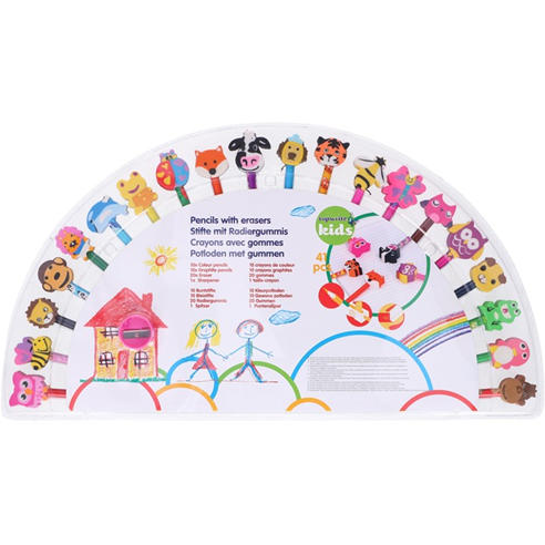 Edco - TOPWRITE Animal Eraser Colouring Pencils