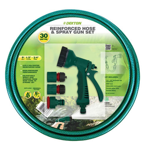 Dekton - 30 Metre Reinforced Hose & Spray gun set