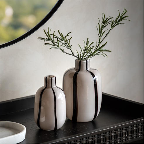 Gallery - Linea Stripe Glass Vase Monochrome S/2