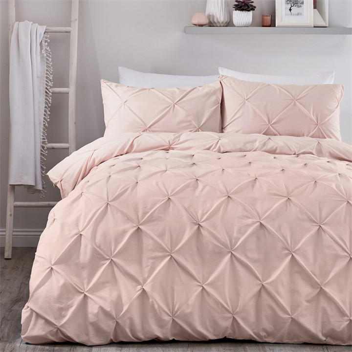 Serene Home Unisex Pink Lara Pleated Ruched Duvet Cover Set In Blush King